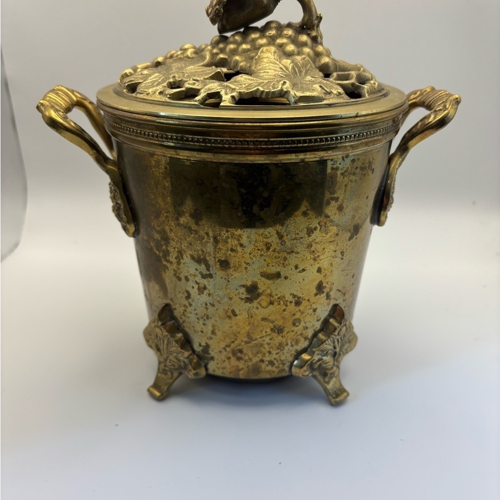 Ornate Gold Decorative Container with Handles
